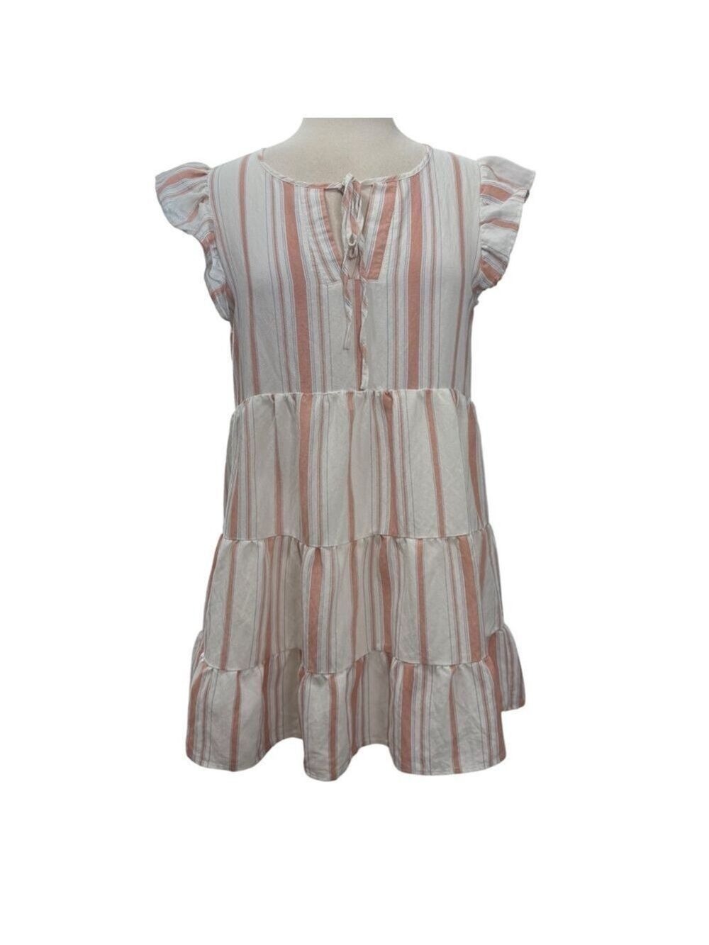 Women's Altar’d State Mini Dress Size L White and Pink Striped